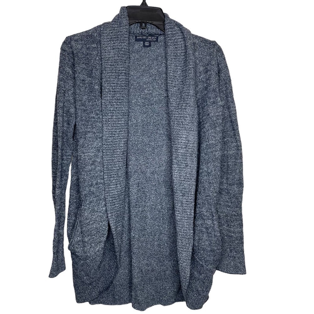 Barefoot Dreams CozyChic Lite Cardigan Blue Heathered Shawlβ Collar XS/S